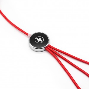 Câble de charge 5 en 1 avec porte logo lumineux à Led rond - Rouge