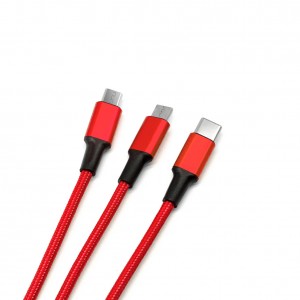 Câble de charge 5 en 1 avec porte logo lumineux à Led rond - Rouge