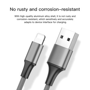 Câble data 3 en 1  Lightning / Micro-USB / USB Type-C 3A 1.2M en Nylon tressé - Argent