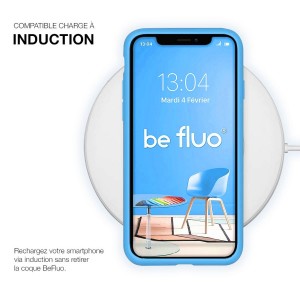 Coque Silicone Moxie BeFluo Fine et Légère pour iPhone, Intérieur Microfibre - Bleu clair